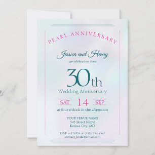 Invitación Perla irisada 30 aniversario de bodas