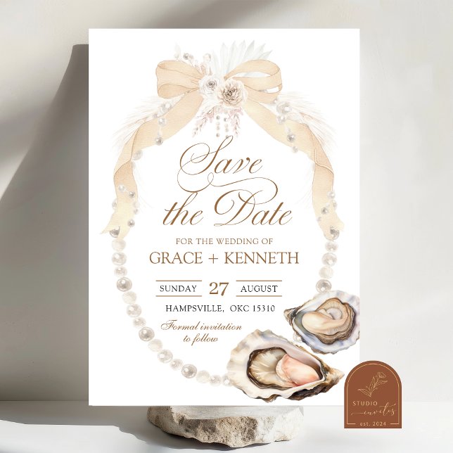 Invitación Perla Marfil Ostra Guardar La Fecha (Subido por el creador)