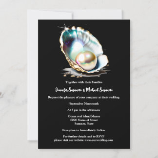 Invitación Perla negra en la elegante moda de la playa