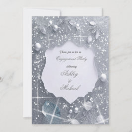Invitación perla plata compromiso fiesta brillo lentejuelas