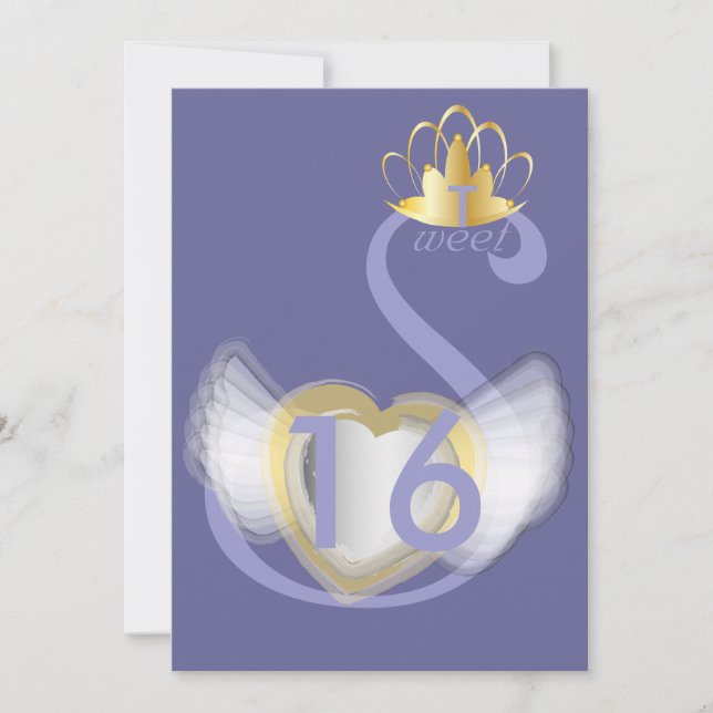 Invitación Perla Púrpura Cisne Dulce Dieciséis Personalizares (Anverso)