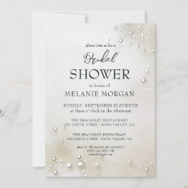 Invitación Perlas Blancas Ducha Minimalista Bridal