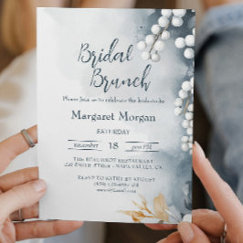 Invitación Perlas blancas en brunch de novia floral