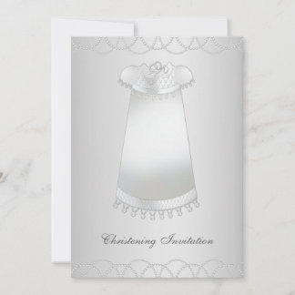 Invitación Perlas Blancas Vestido Blanco Bautizo Blanco