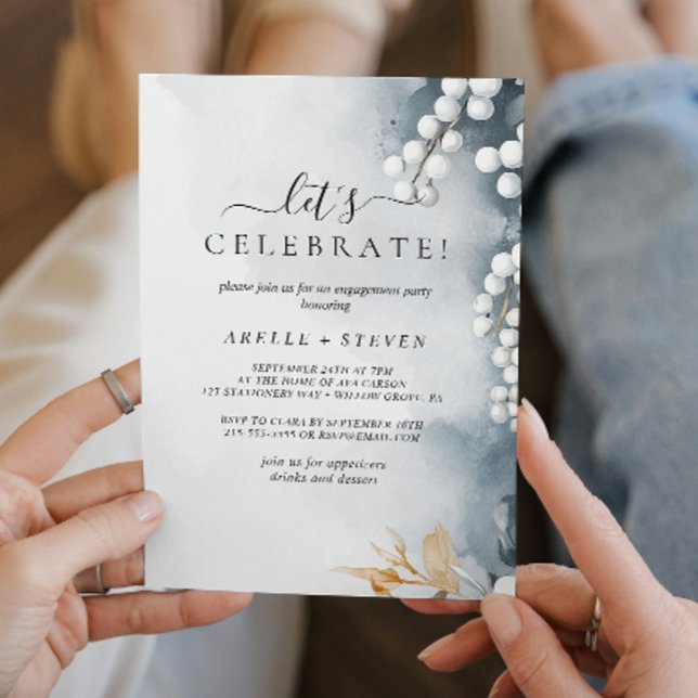 Invitación Perlas blancas y fiesta de compromiso floral (Subido por el creador)