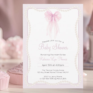 Invitación Perlas de arco rosado perlas de bebé milenio abism