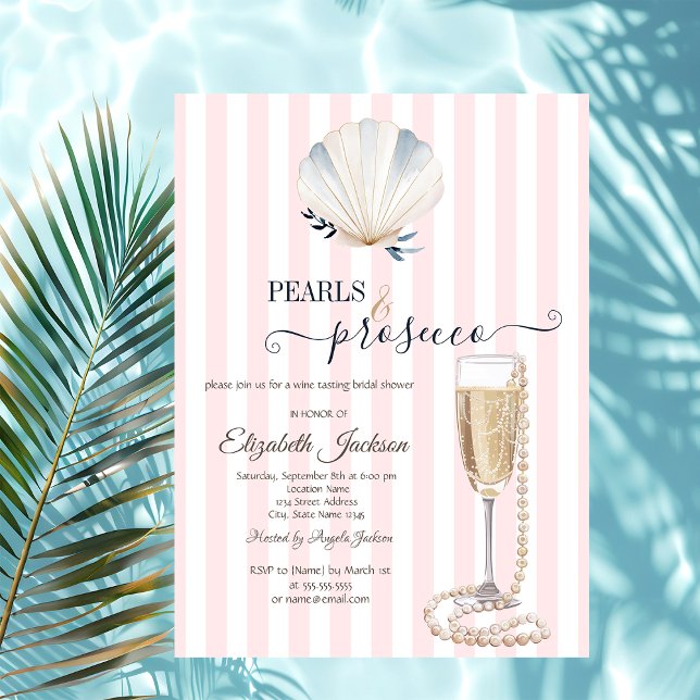 Invitación Perlas de Concha y Prosecco Rayado Rosa (Subido por el creador)