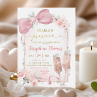 Perlas de flores rosadas y ducha de novias Prosecc