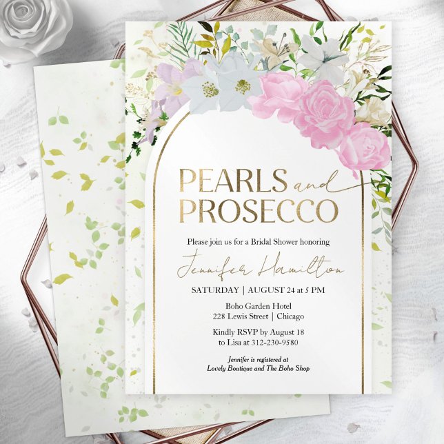 Invitación Perlas de flores silvestres y ducha de novia del P (Subido por el creador)