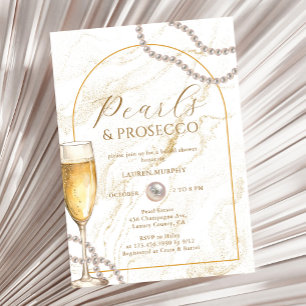 Invitación Perlas de lujo elegantes y ducha de novia Prosecco