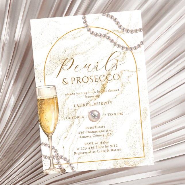 Invitación Perlas de lujo elegantes y ducha de novia Prosecco (Subido por el creador)
