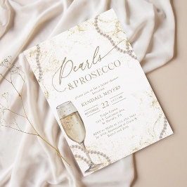 Invitación Perlas de lujo y ducha de novia Prosecco