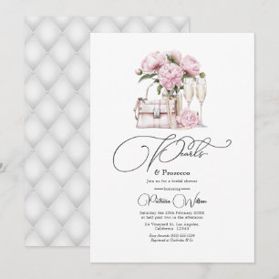 Invitación Perlas de moda y ducha de novia floral rosada Pros