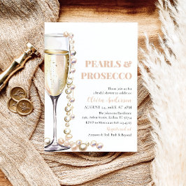 Invitación Perlas de oro elegantes y ducha de novia Prosecco