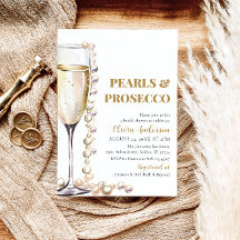 Perlas de oro elegantes y ducha de novia Prosecco