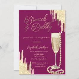 Invitación Perlas De Oro Estilizadas Ducha De Novias Prosecco