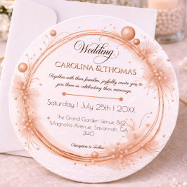 Invitación Perlas de oro rosa, boda moderna y elegante