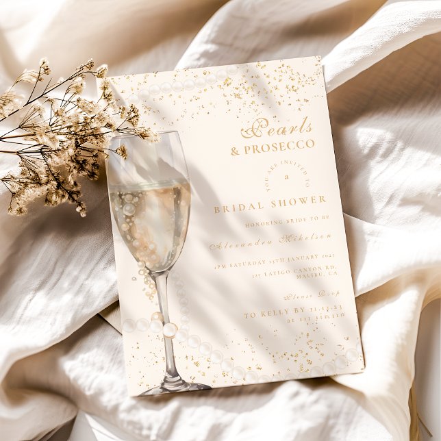 Invitación Perlas De Oro Y Ducha Bridal Prosecco (Subido por el creador)