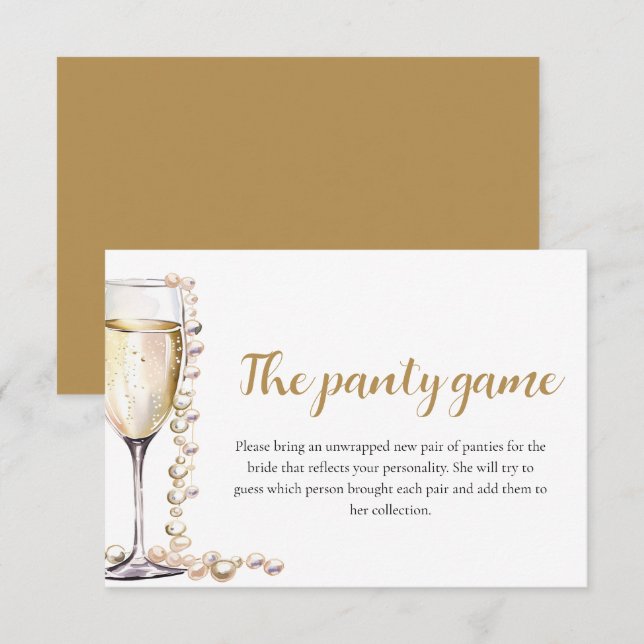 Invitación Perlas de oro y juego de ducha de novia Prosecco (Anverso / Reverso)
