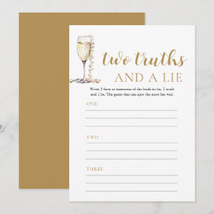 Invitación Perlas de oro y prosecco dos verdades y un juego d