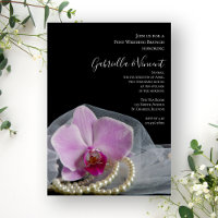 Perlas de orquídeas rosadas en brunch negro Boda d