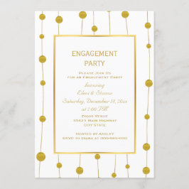 Invitación perlas de Relieve metalizado dorado fiesta de comp