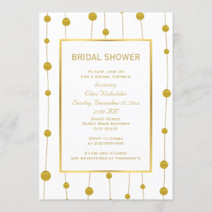 Invitación perlas de Relieve metalizado dorado moderna ducha 