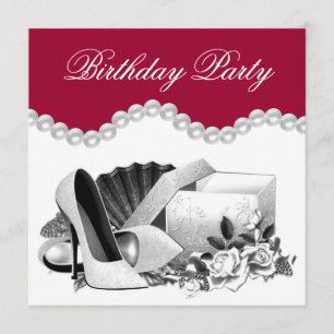 Invitación Perlas de Rosa Blanca Zapatos de Tacón Alto Fiesta