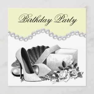 Invitación Perlas de Rosa Blanca Zapatos de Tacón Alto Fiesta