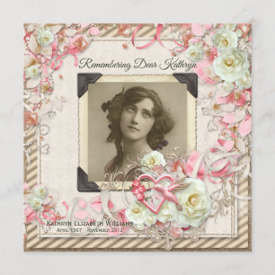 Invitación Perlas de Rosas elegantes en su servicio de memori