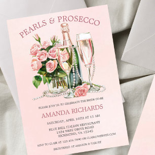 Invitación Perlas de rosas y brunch de novias Prosecco Champa