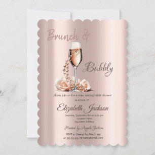 Invitación Perlas de vidrio de brunch y burbuja Rosa ducha de
