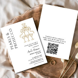 Invitación Perlas del código QR y ducha de novia en Prosecco