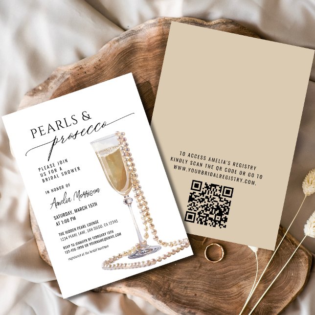 Invitación Perlas del código QR y ducha de novia en Prosecco (Subido por el creador)