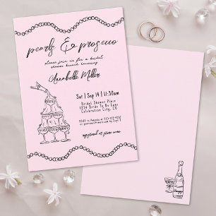 Invitación Perlas Dibujadas a Mano Despedida de Soltera con P