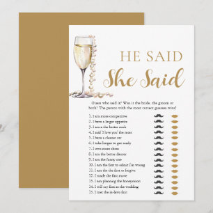 Invitación Perlas Doradas y Prosecco Él Dijo, Ella Dijo Juego