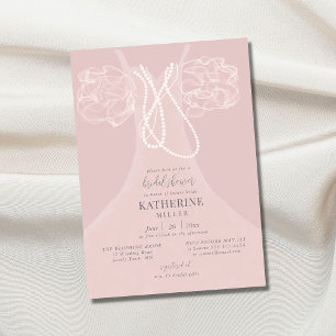 Invitación Perlas Elegantes Rubor Ruffles Vestir Ducha Nodal