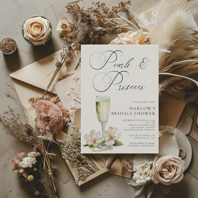 Invitación Perlas elegantes y ducha de novia del Prosecco (Subido por el creador)