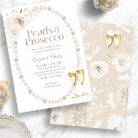 Invitación Perlas elegantes y ducha de novia del Prosecco<br><div class="desc">Eleva tu celebración con nuestra invitación a la ducha de las perlas elegantes y el prosecco. Con una delicada crema de moda boho color agua y flores de bronceado adornadas con bonitas perlas y copas de champán con polvo de oro, esta colección exuda sofisticación eterna. Perfecto para una aventura de...</div>