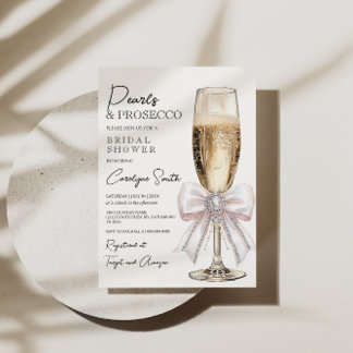 Invitación Perlas elegantes y ducha de novia del Prosecco