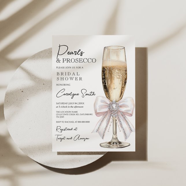 Invitación Perlas elegantes y ducha de novia del Prosecco (Subido por el creador)