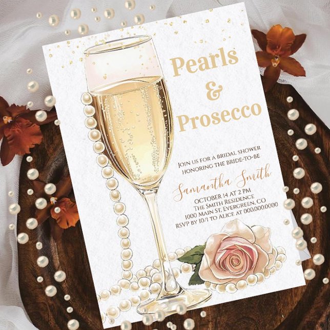 Invitación Perlas elegantes y ducha de novias fiesta Prosecco (Subido por el creador)