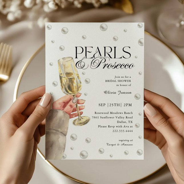 Invitación Perlas elegantes y ducha de novias Prosecco Brunch (Subido por el creador)