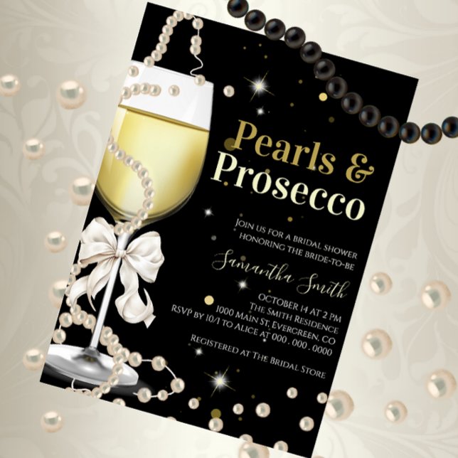 Invitación Perlas elegantes y fiesta de ducha de novia Prosec (Subido por el creador)