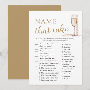 Invitación Perlas Elegantes y Juego de Nombrar Torta Prosecco