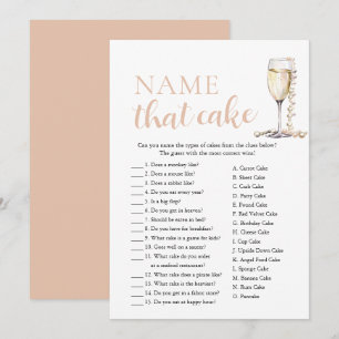 Invitación Perlas Elegantes y Juego de Nombrar Torta Prosecco