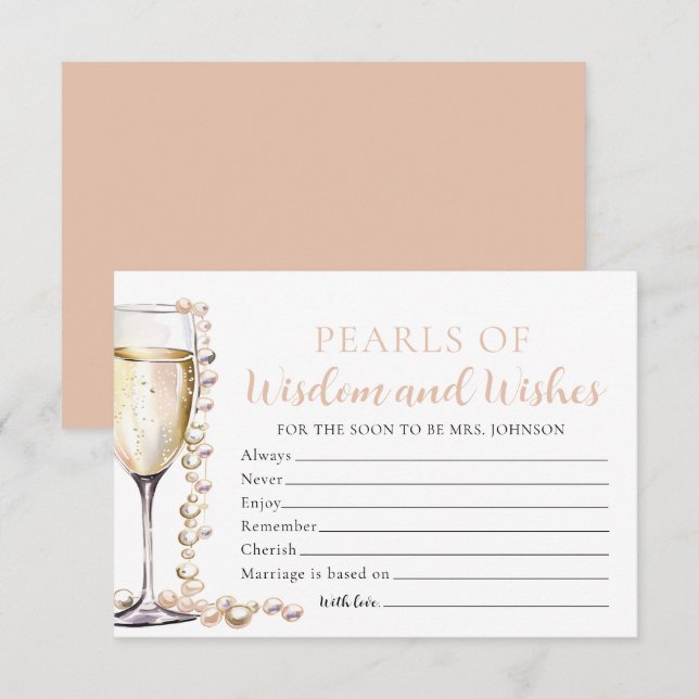 Invitación Perlas elegantes y perlas de Prosecco de la Sabidu (Anverso / Reverso)