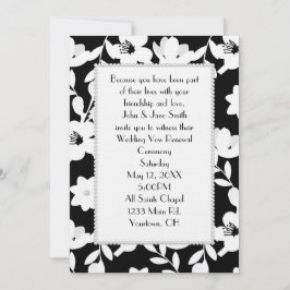 Invitación Perlas en flores blancas y negras