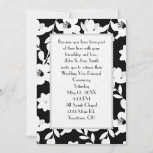Invitación Perlas en flores blancas y negras