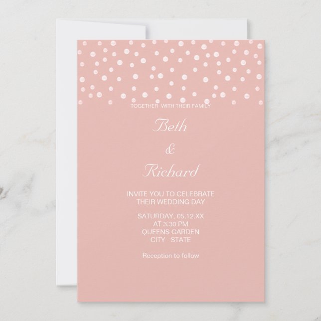 Invitación Perlas en oro rosa (Anverso)